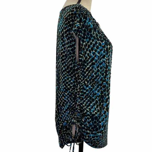 WORTHINGTON Ruffled Cinched Snake Print Blouse PL - Picture 5 of 10